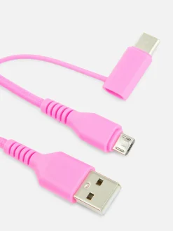 Chargeurs|Primark Cordon De Charge Double De Deux Mètres Rose foncé