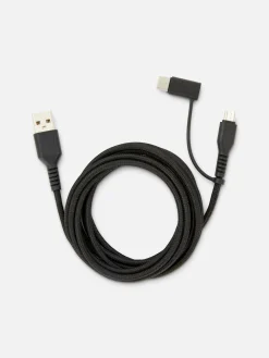 Chargeurs|Primark Cordon De Charge Double De Deux Mètres Noir