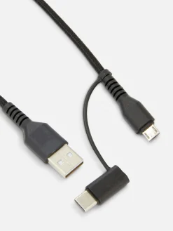 Chargeurs|Primark Cordon De Charge Double De Deux Mètres Noir