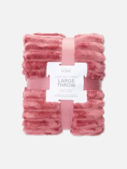 Couvertures Et Jetés De Lit|Primark Couverture Côtelée Duveteuse Ultra-douce Prune