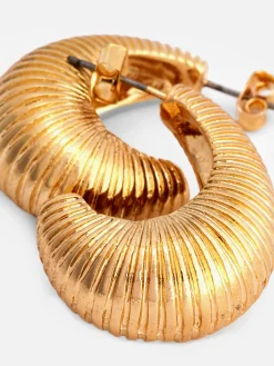 Bijoux|Primark Créoles Bulles Texturées Et Côtelées Jaune