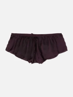 Culotte|Primark Culotte Légère En Satin Avec Finitions En Dentelle Bordeaux