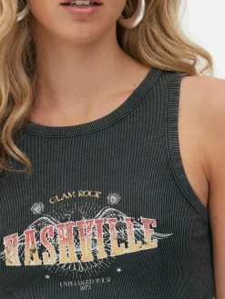 Hauts Et T-Shirts|Primark Débardeur à Dos Nageur Côtelé Rita Ora Nashville Anthracite