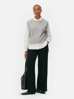 Chemises Et Blouses|Primark Débardeur Chemise 2-en-1 Superposé Gris clair