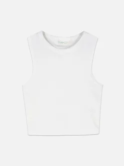 Hauts Et T-Shirts|Primark Débardeur Court Côtelé Ivoire