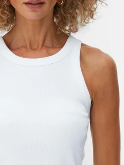 Hauts Et T-Shirts|Primark Débardeur Côtelé à Dos Nageur Blanc