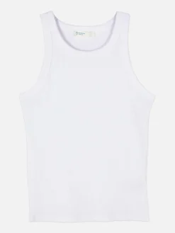 Hauts Et T-Shirts|Primark Débardeur Côtelé à Dos Nageur Blanc