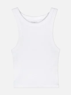 Hauts Et T-Shirts|Primark Débardeur Côtelé à Dos Nageur Blanc