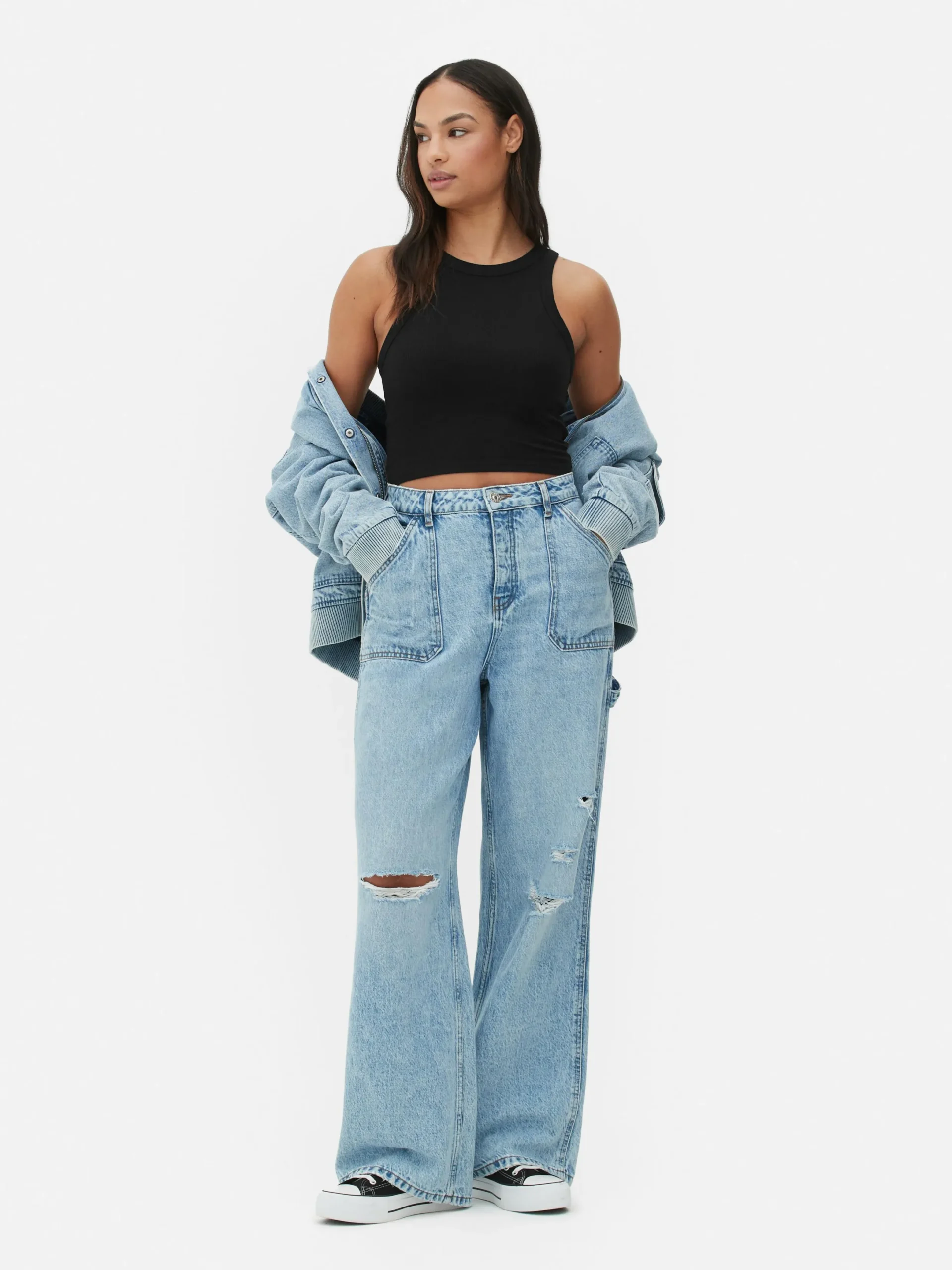 Hauts Et T-Shirts|Primark Débardeur Côtelé à Dos Nageur Noir