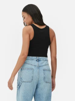 Hauts Et T-Shirts|Primark Débardeur Côtelé à Dos Nageur Noir