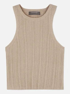 Hauts Et T-Shirts|Primark Débardeur Côtelé à Dos Nageur Grège