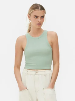 Hauts Et T-Shirts|Primark Débardeur Côtelé à Dos Nageur Vert clair