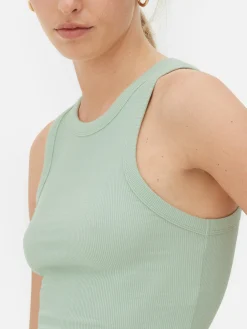 Hauts Et T-Shirts|Primark Débardeur Côtelé à Dos Nageur Vert clair