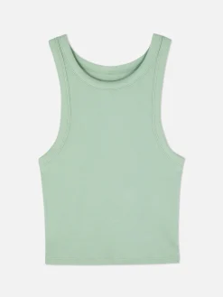 Hauts Et T-Shirts|Primark Débardeur Côtelé à Dos Nageur Vert clair