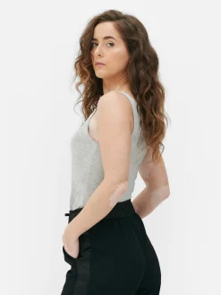 Hauts Et T-Shirts|Primark Débardeur Décolleté En Tissu Stretch Gris chiné