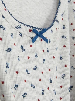 Hauts De Pyjama|Primark Débardeur De Pyjama Côtelé à Petites Fleurs Gris