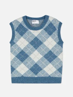 Pulls Et Gilets|Primark Débardeur En Maille à Losanges Rita Ora à Coordonner Bleu