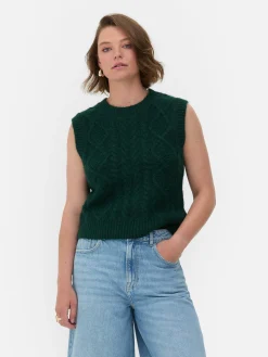 Pulls Et Gilets|Primark Débardeur En Maille Torsadée Rita Ora Vert foncé