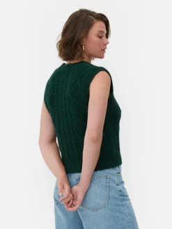 Pulls Et Gilets|Primark Débardeur En Maille Torsadée Rita Ora Vert foncé