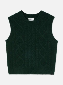 Pulls Et Gilets|Primark Débardeur En Maille Torsadée Rita Ora Vert foncé