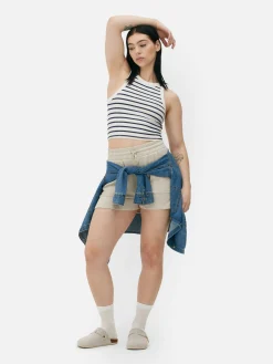 Hauts Et T-Shirts|Primark Débardeur Rayé Côtelé à Dos Nageur Bleu marine