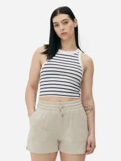 Hauts Et T-Shirts|Primark Débardeur Rayé Côtelé à Dos Nageur Bleu marine