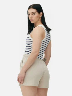 Hauts Et T-Shirts|Primark Débardeur Rayé Côtelé à Dos Nageur Bleu marine