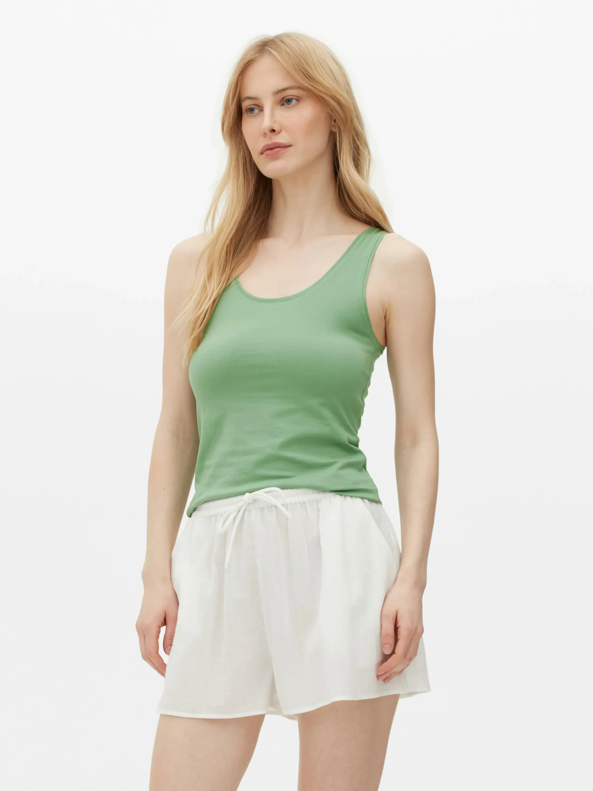 Hauts Et T-Shirts|Primark Débardeur Stretch Décolleté Essential Vert
