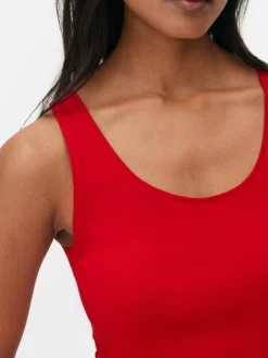 Hauts Et T-Shirts|Primark Débardeur Stretch Décolleté Essential Rouge