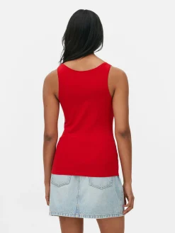 Hauts Et T-Shirts|Primark Débardeur Stretch Décolleté Essential Rouge