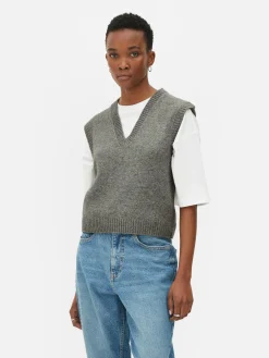 Pulls Et Gilets|Primark Débardeur Tricoté à Col En V Gris