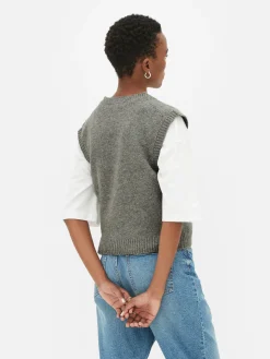 Pulls Et Gilets|Primark Débardeur Tricoté à Col En V Gris