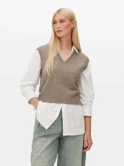 Pulls Et Gilets|Primark Débardeur Tricoté à Col En V Taupe
