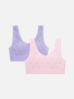 Sous-Vêtement|Primark Débardeurs Courts Brodés De Cœurs Rose