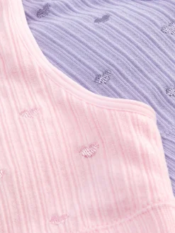 Sous-Vêtement|Primark Débardeurs Courts Brodés De Cœurs Rose