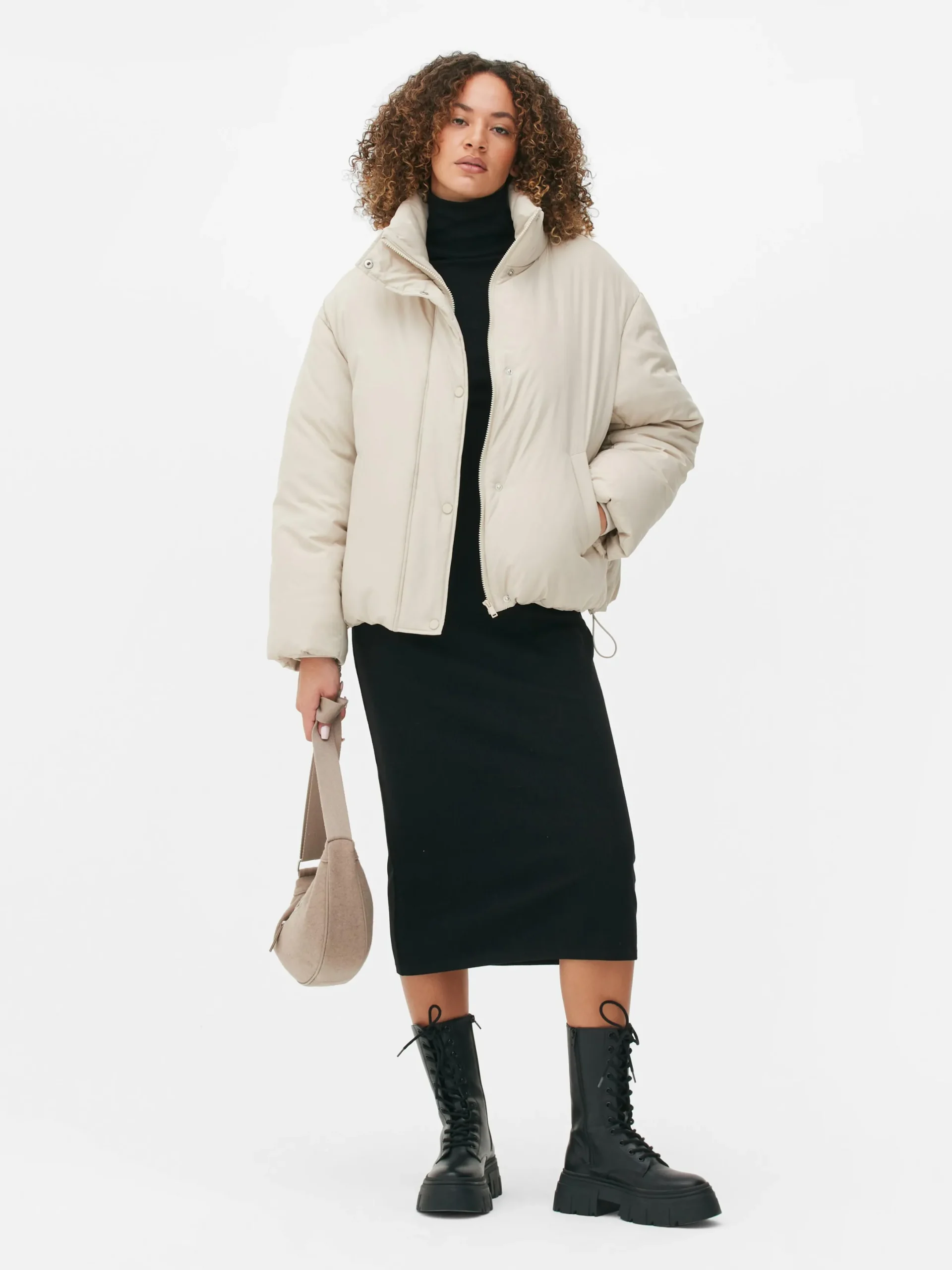 Manteaux Et Vestes|Primark Doudoune à Col Cheminée Grège