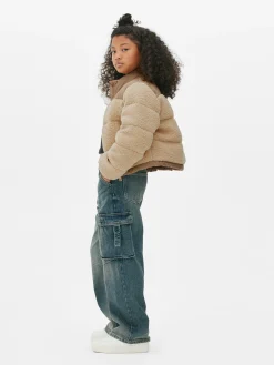 Manteaux Et Vestes|Primark Doudoune Effet Mouton Retourné à Empiècements Beige