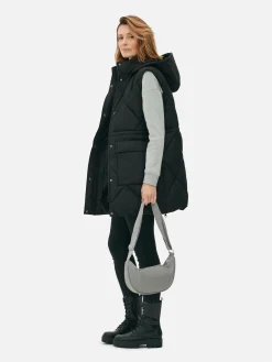 Manteaux Et Vestes|Primark Doudoune Longue Sans Manches à Capuche Noir