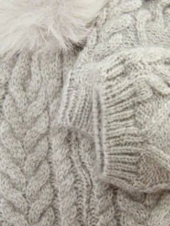 Chapeaux Et Mitaines|Primark Ensemble Bonnet Et Moufles En Maille Torsadée Gris