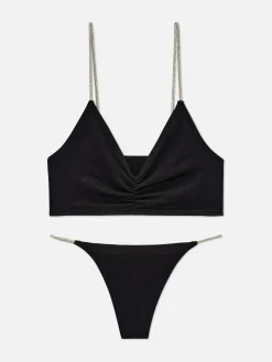 Ensembles Lingerie|Primark Ensemble Brassière Et String Sans Couture à Strass Noir