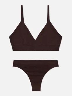 Ensembles Lingerie|Primark Ensemble Brassière Triangle Et String Sans Couture Figue