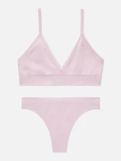 Ensembles Lingerie|Primark Ensemble Brassière Triangle Et String Sans Couture Rose clair