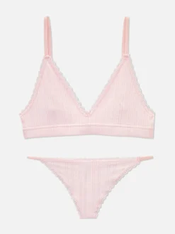 Ensembles Lingerie|Primark Ensemble Brassière Triangle Et String Sans Couture Rose clair