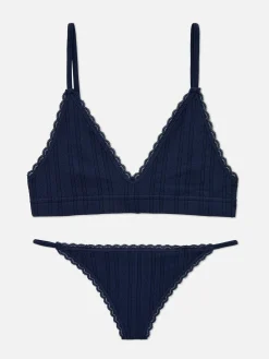 Ensembles Lingerie|Primark Ensemble Brassière Triangle Et String Sans Couture Bleu marine