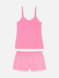Ensembles Pyjamas|Primark Ensemble Caraco Et Short De Pyjama à Dentelle Rose vif