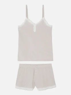 Ensembles Pyjamas|Primark Ensemble Caraco Et Short De Pyjama à Dentelle Beige