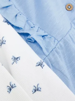 Ensembles Et Tenues|Primark Ensemble Chemisier à Volants Et Legging Bleu