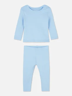 Ensembles Et Tenues|Primark Ensemble Coordonné T-shirt Et Legging Côtelés Bleu clair