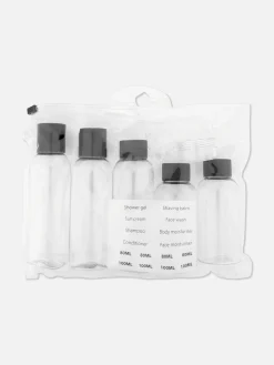 Accessoires De Soins|Accessoires Voyages|Primark Ensemble De Flacons De Voyage Et D'étiquettes Anthracite chiné