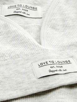 Ensembles Lingerie|Ensembles Pyjamas|Primark Ensemble Détente Short Et Brassière à Bretelles Côtelés Gris chiné